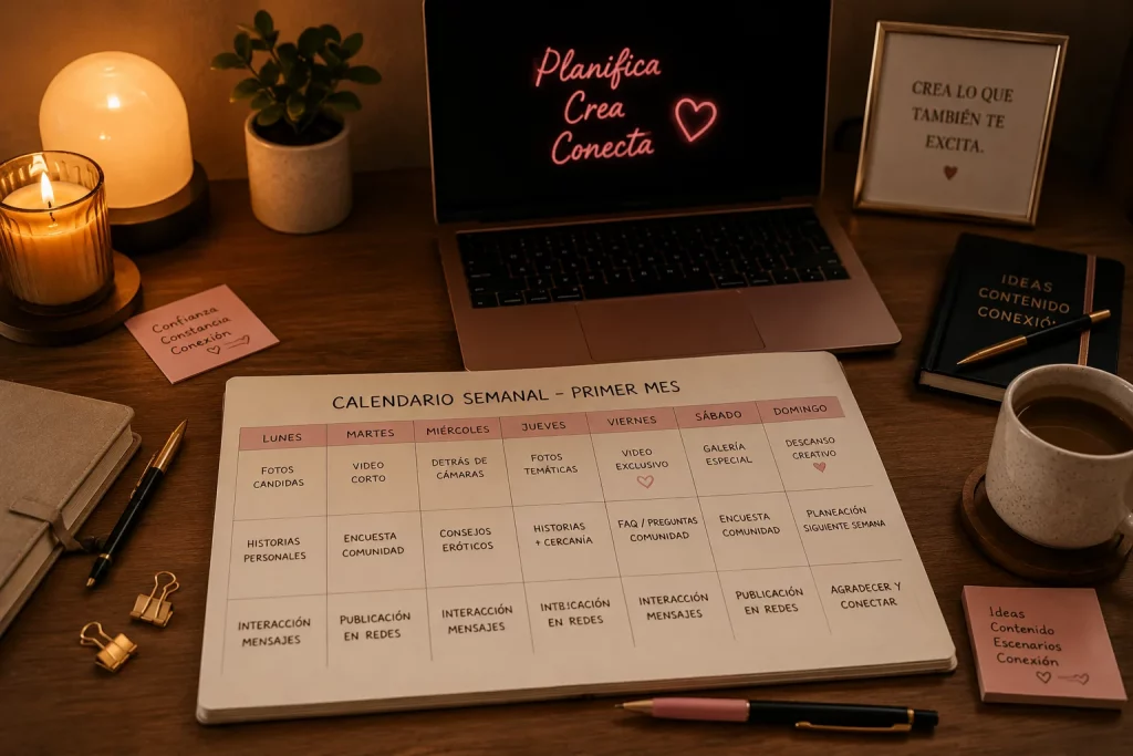 calendario semanal creadora contenido erótico primer mes