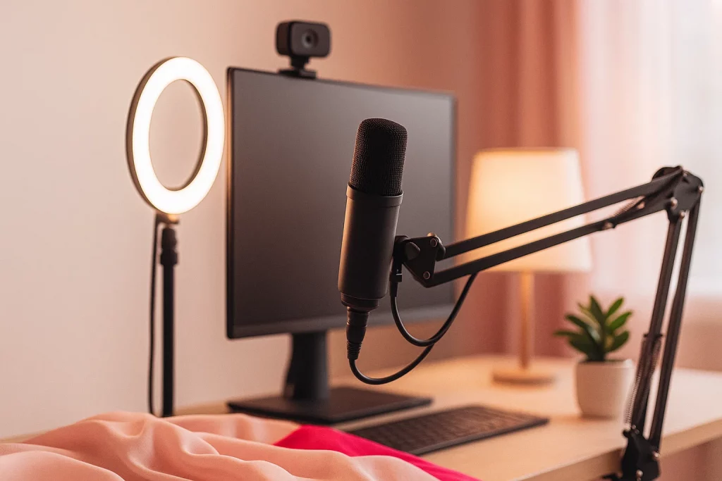 Cómo ser modelo webcam: setup con luz suave, micrófono cercano y fondo curado