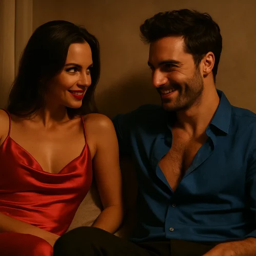 pareja disfrutando del edging en un ambiente íntimo y romántico