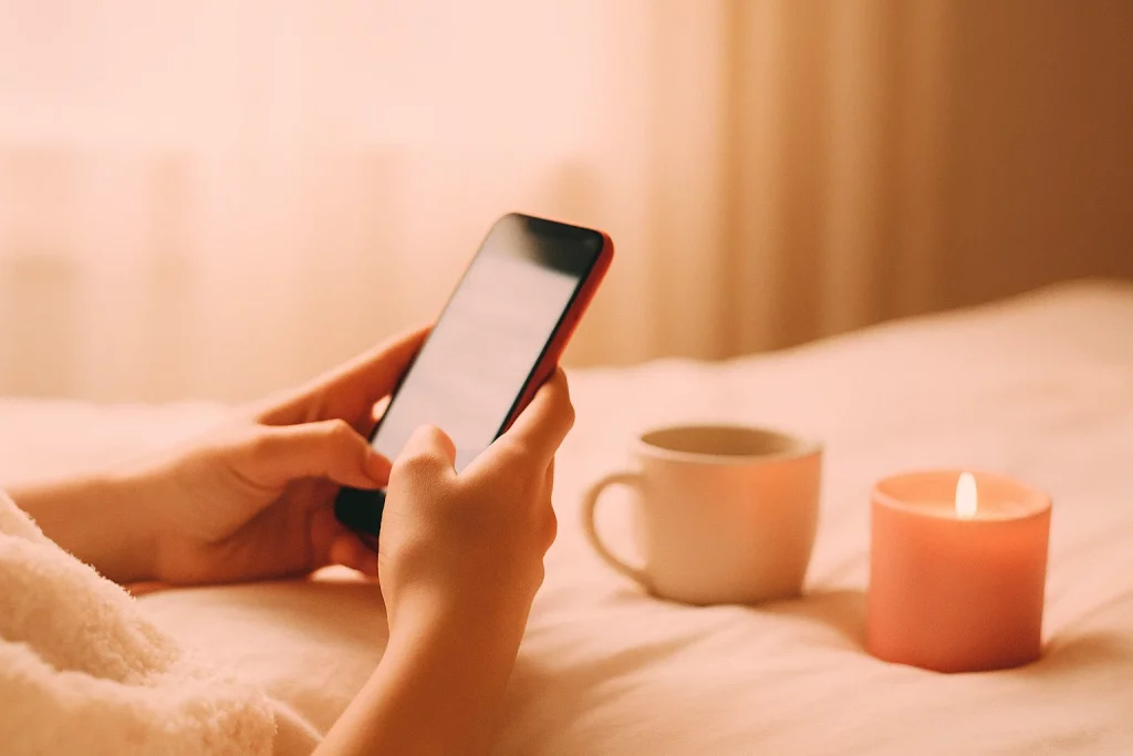 Plantillas Sexon por nicho: GFE con móvil y luz suave — conexión íntima