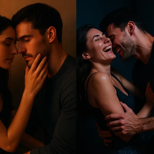 pareja disfrutando de sexo lento en pareja y sexo rápido de forma sensual y conectada