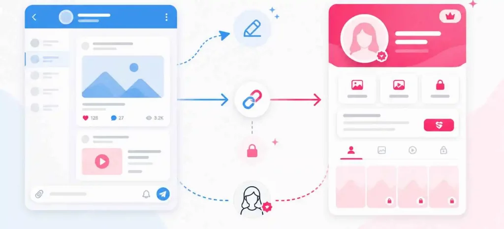 telegram erotico integrado con perfil en Sexon para creadoras flujo de conversión