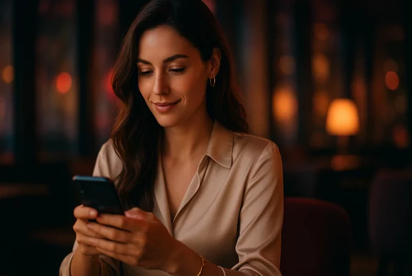 Persona escribiendo un mensaje elegante y respetuoso en su teléfono para romper el hielo con una escort o modelo