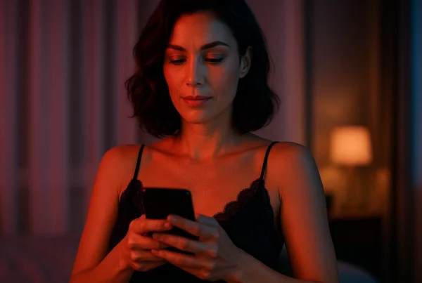 Conversación íntima entre dos personas adultas sobre límites con respeto y erotismo.