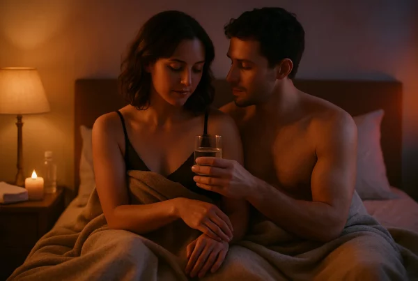 pareja abrazada después de sesión BDSM