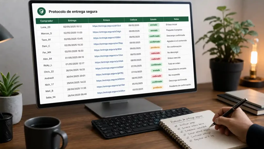 protocolo de entrega segura para contenido erótico con log de compradores y enlaces con caducidad