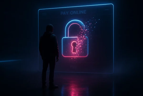 Ilustración conceptual sobre los peligros de buscar OnlyFans gratis y leaks: estafas, malware y pérdida de privacidad digital.