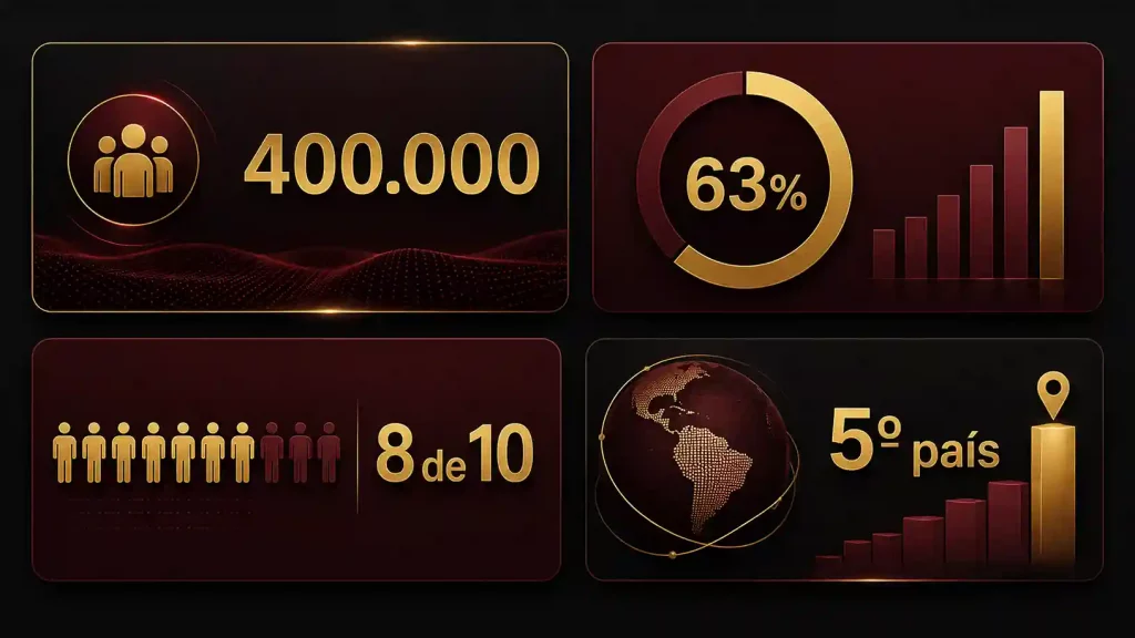 Infografía con datos del sugar dating en España 2026: 400.000 personas registradas, 63% mujeres jóvenes y 8 de cada 10 menores de 31 años