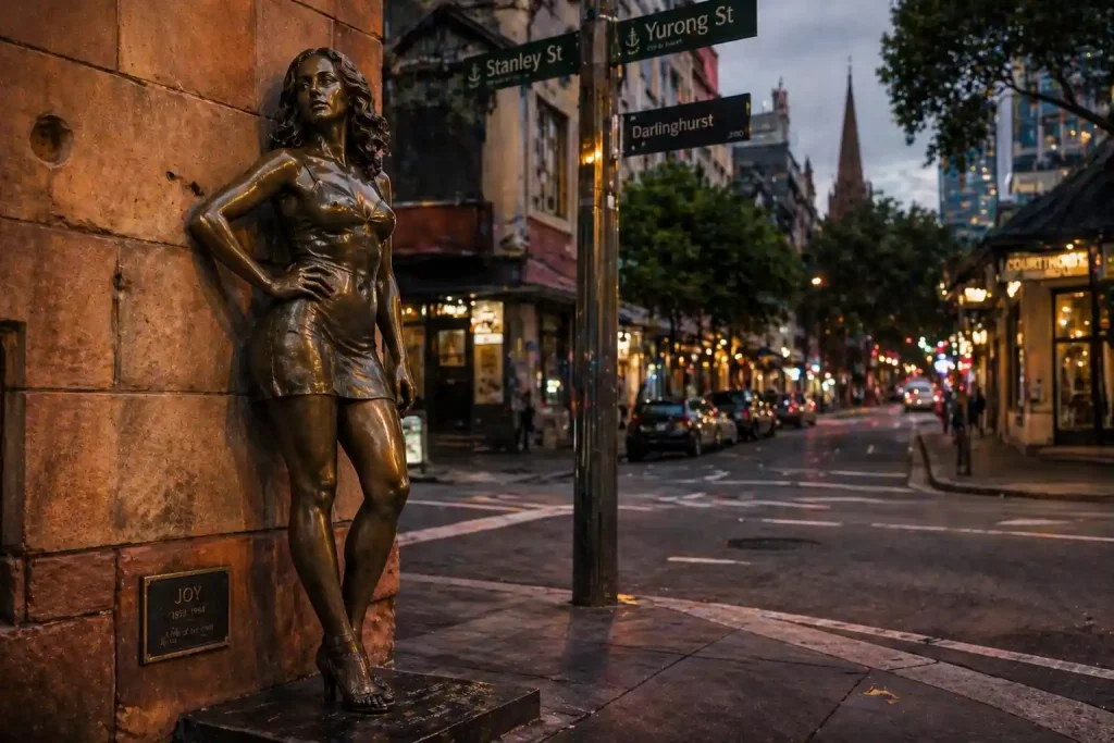 Estatua Joy en bronce en Darlinghurst Sídney, primera estatua del mundo dedicada a una trabajadora sexual