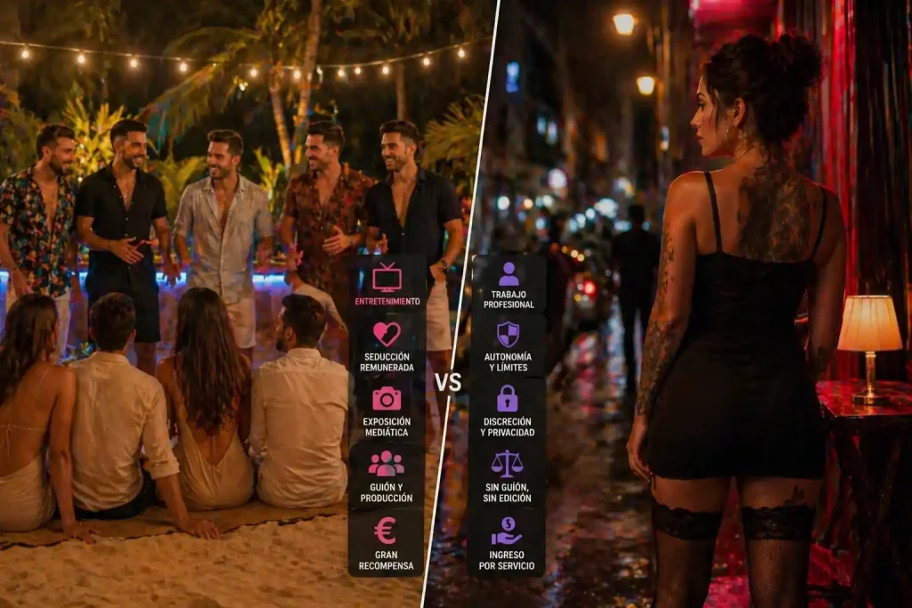 Tentadores Isla Tentaciones seducción remunerada trabajo sexual comparativa