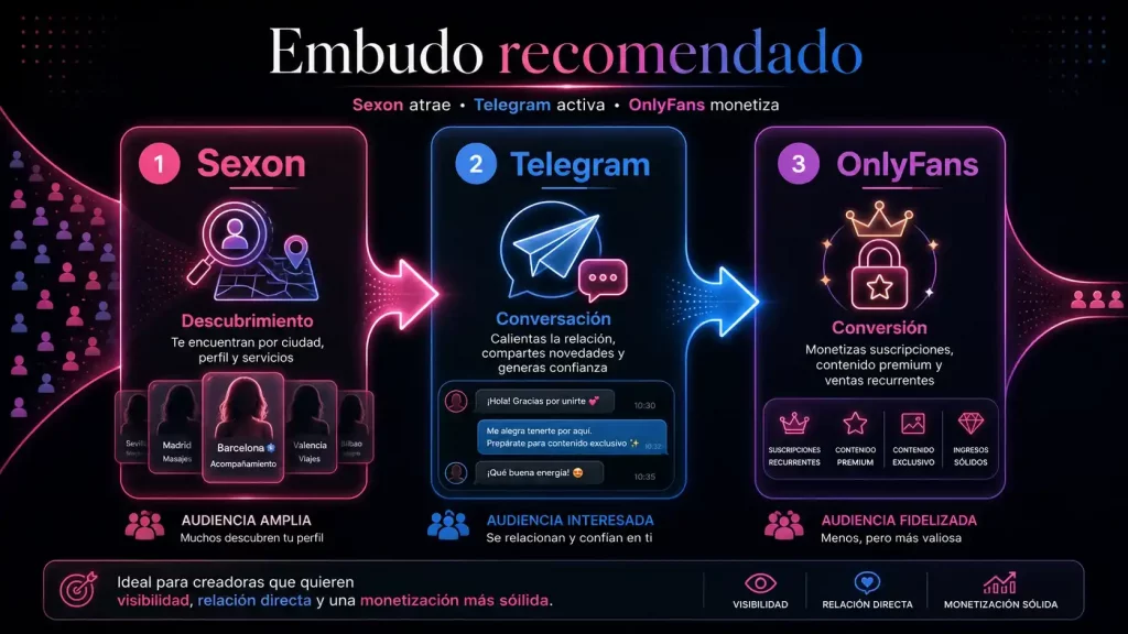 Embudo de venta de contenido erótico sin censura con Sexon Telegram y OnlyFans