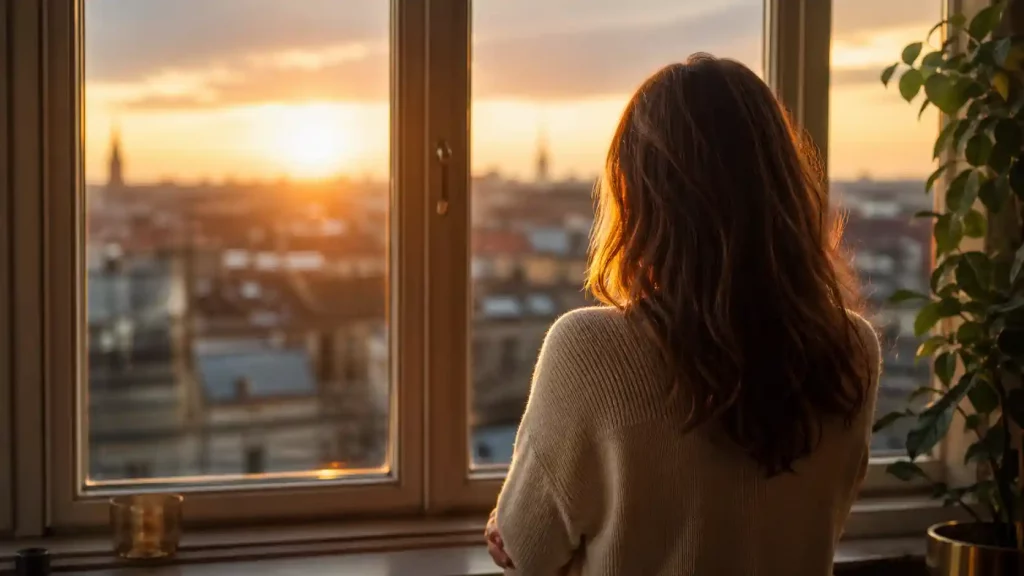 Mujer reflexionando junto a una ventana sobre por qué las mujeres piden el divorcio