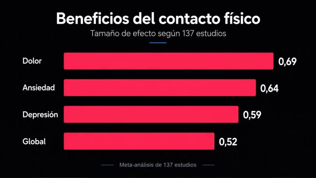Beneficios del contacto físico en dolor, ansiedad y depresión según 137 estudios